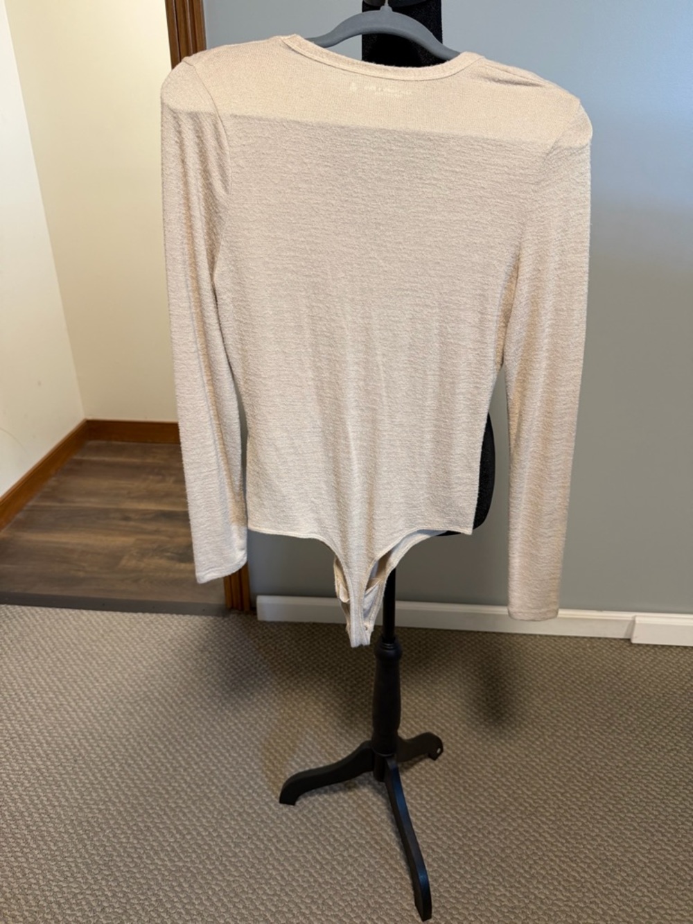 Abercrombie & Fitch Soft Cozy Henley Bodysuit Cream Long Sleeve Medium - Picture 3 of 3